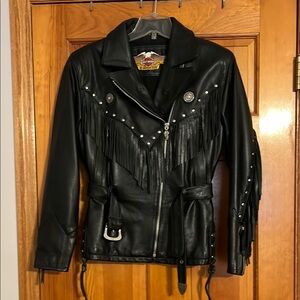 Harley-Davidson Black Leather Fringe Jacket